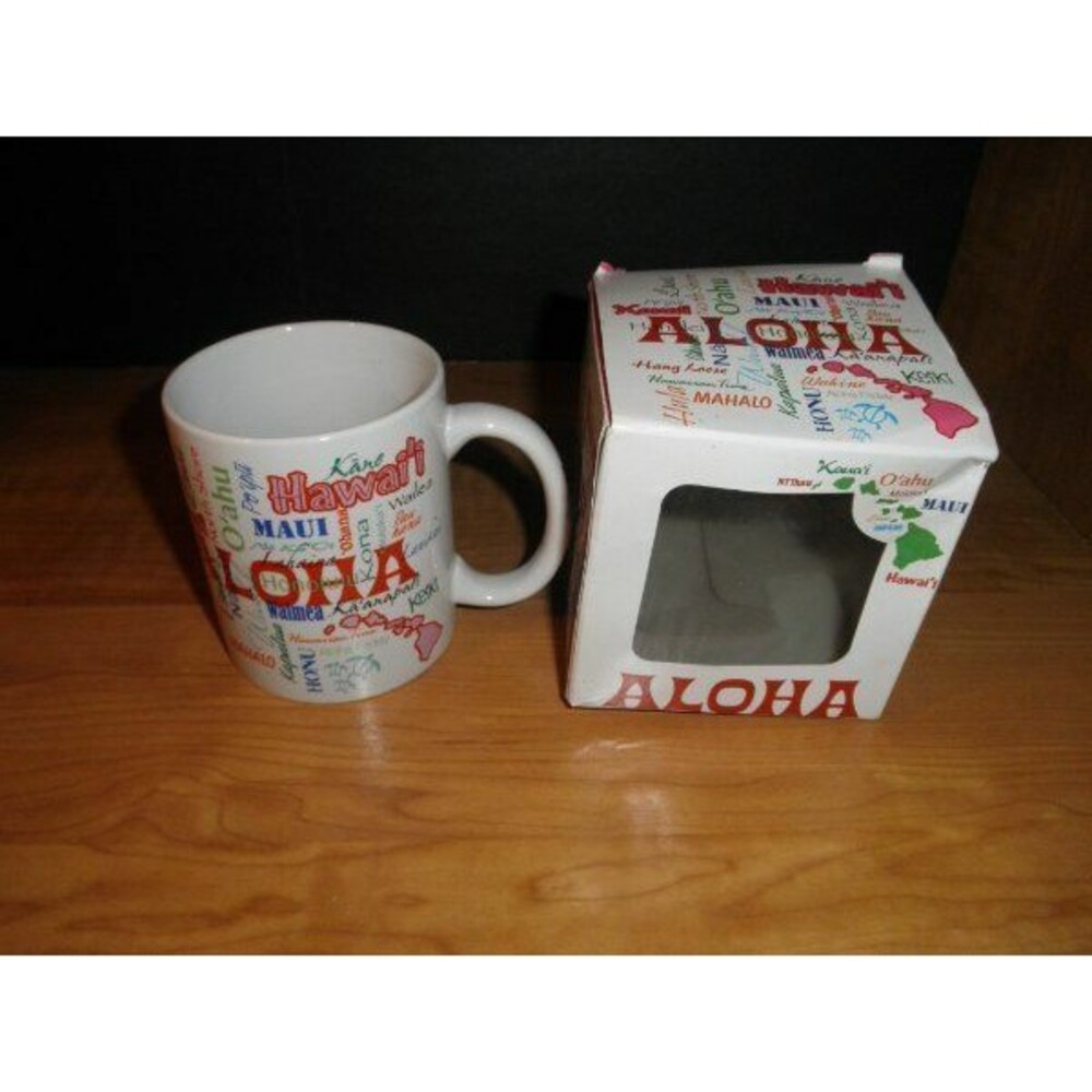 NEW (OPEN BOX) HAWAII MUG HOT OR COLD "WORDS OF ALOHA" 10 OUNCES